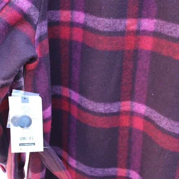 Terra Sky NWT Women Jacket SZ 14W Plaid Burgundy Belt Button Down Winter Warm - Picture 7 of 8